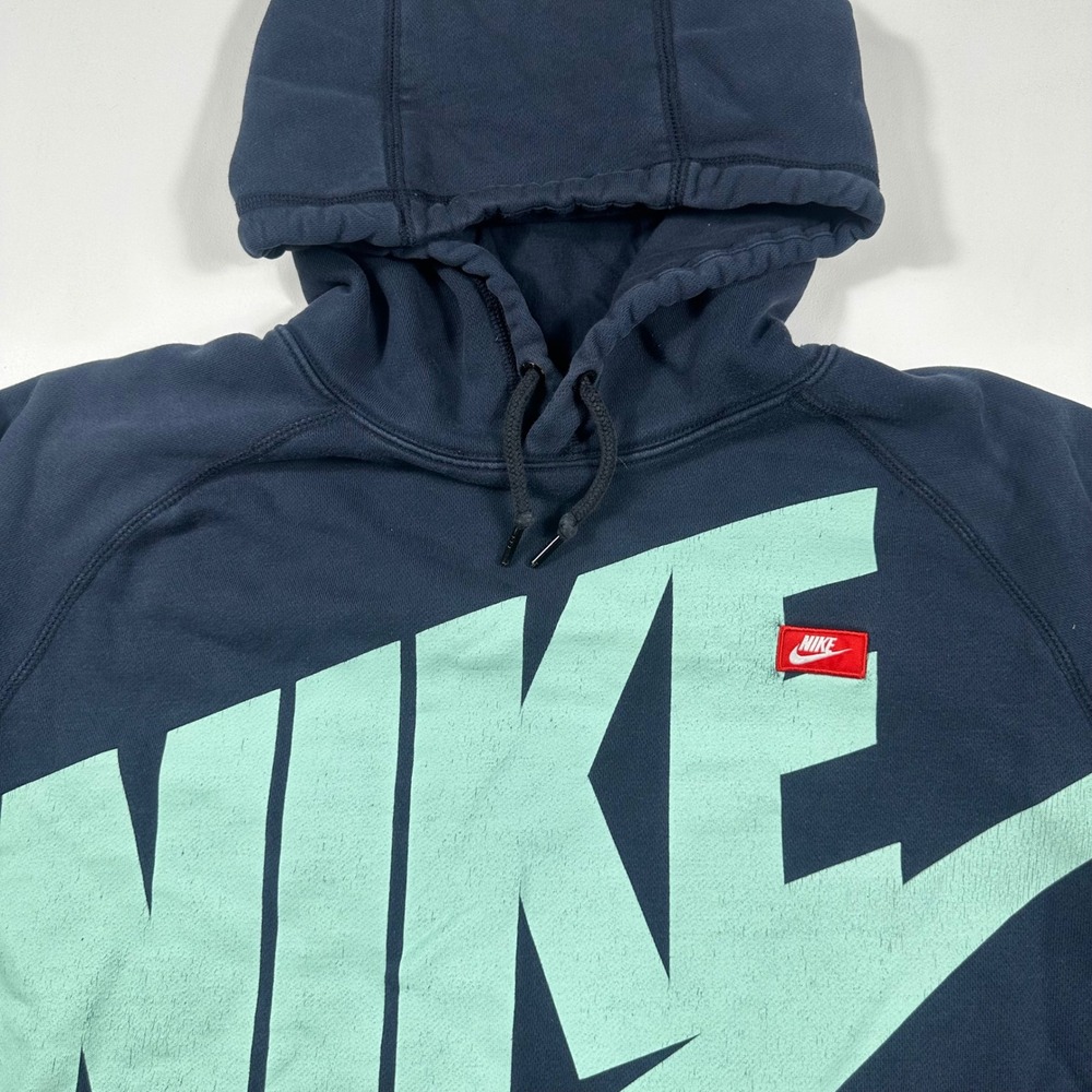 Nike Hoodie Mens XL Oversized Graphic Logo Navy Blue Performance Blend